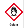 Gefahrensymbol Flamme über Kreis GHS 03, Gefahr, Folie, 52x74mm, 500/Rolle, GHS-Verordnung