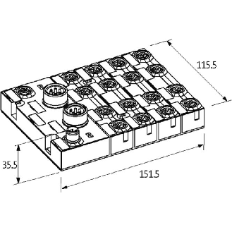 Cube67 Module d'extension IP67, DIO16 - 1.6A DO16 - 2A (E) - 16×M12 - 56641 | Cube67 DIO16 DO16 E 16xM12-Lire la description
