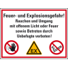 Hinweisschild Feuer- und Explosionsgefahr!..., Aluminium, 300x400mm