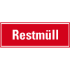 Hinweisschild Restmüll, rot/weiß, Folie selbstklebend, 297x105mm Hinweisschild Restmüll, rot/weiß, Folie selbstklebend, 297x105mm