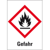 Gefahrensymbol Flamme GHS 02, Gefahr, Haftpapier, permanent, 37x52mm, 1000/Rolle, GHS-Verordnung