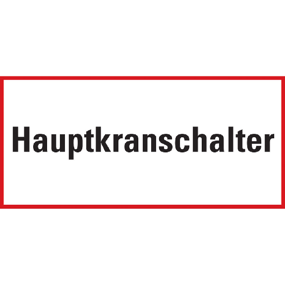 Hinweisschild Hauptkranschalter, Aluminium, 185x385mm Hinweisschild Hauptkranschalter, Aluminium, 185x385mm-Beschreibung lesen