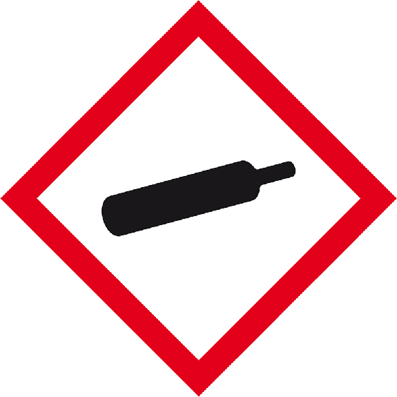Gefahrensymbol Gasflasche GHS 04, Folie, selbstklebend, 18x18mm, 8/Bogen, GHS-Verordnung-Beschreibung lesen