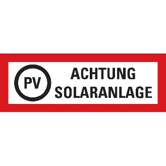 Feuerwehrschild PV Achtung Solaranlage, Folie, selbstklebend, 297x105mm-Beschreibung lesen