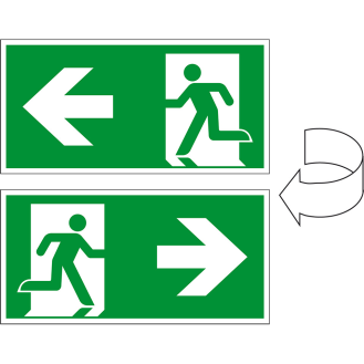 XXL-Rettungszeichen Rettungsweg rechts/links, Pfeil, doppelseitig, Alu-Verbund, 1200x600mm, ASR DIN EN ISO 7010 E002-Beschreibung lesen