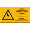 Warn-Kombischild Auch bei ausgesch., RoHS konform, 3-spr., Folie, 52x26mm, 10/Bogen, ASR A1.3, DIN EN ISO 7010 W012