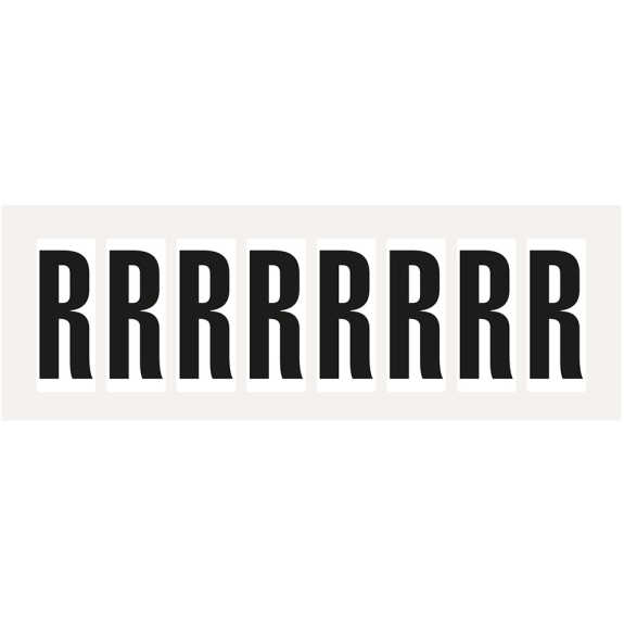 Buchstabe R, weiß/schwarz, Folie, Schrifthöhe 60mm, 78x35,7mm, 10/Bogen-Beschreibung lesen