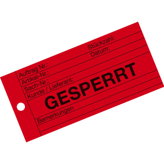 Anhänger Gesperrt, rot, Karton, 66x140mm, 100/VE Anhänger Gesperrt, rot, Karton, 66x140mm, 100/VE-Beschreibung lesen