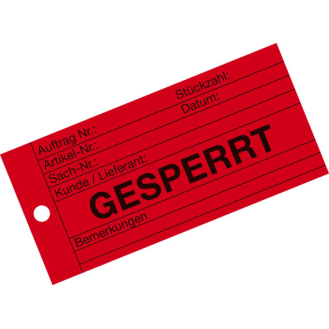 Anhänger Gesperrt, rot, Karton, 66x140mm, 100/VE-Beschreibung lesen