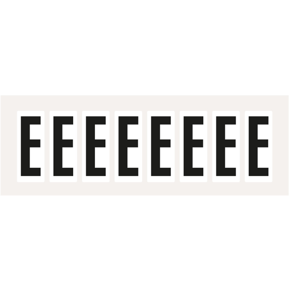 Buchstabe E, weiß/schwarz, Folie, Schrifthöhe 60mm, 78x35,7mm, 10/Bogen-Beschreibung lesen