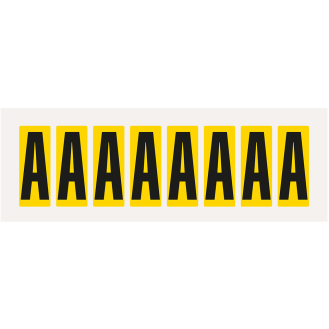 Buchstabe A, gelb/schwarz, Folie, Schrifthöhe 50mm, 22x57mm, 160 Stück/Packung-Beschreibung lesen