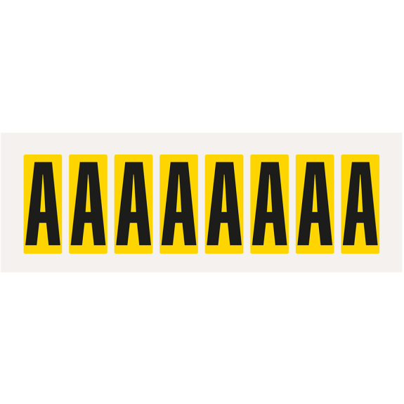 Buchstabe A, gelb/schwarz, Folie, Schrifthöhe 50mm, 22x57mm, 160 Stück/Packung-Beschreibung lesen