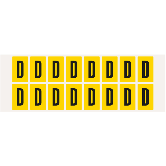 Buchstabe D, gelb/schwarz, Folie, Schrifthöhe 25mm, 22x36mm, 320 Stück/Packung Buchstabe D, gelb/schwarz, Folie, Schrifthöhe 25mm, 22x36mm, 320 Stück/Packung-Beschreibung lesen