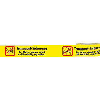 Warnband Transport-Sicherung, gelb/schwarz, Polypropylen, 50mmx66m, 6 Rollen/VE-Beschreibung lesen