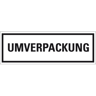 Verpackungskennzeichen UMVERPACKUNG, Folie, seewasserbeständig, 147x50 mm, 500/Rolle, IMDG-Code, GGVSEB, ADR-Beschreibung lesen