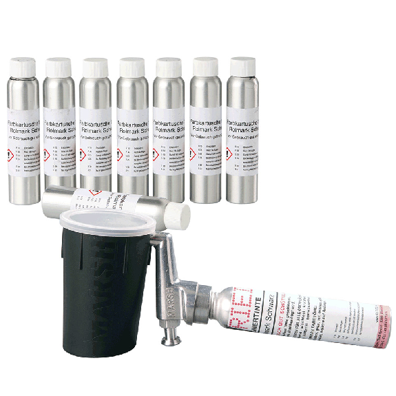 MARSH Farbkartuschen, für Rolmark Express Signier-Füllroller, schwarz, 120ml, 8/VE MARSH Farbkartuschen, für Rolmark Express Signier-Füllroller, schwarz, 120ml, 8/VE-Beschreibung lesen