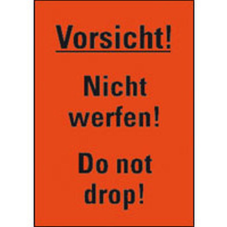 Verp.etikett Vorsicht Nicht...,leuchtrot,Haftpapier,permanent,105x74mm,500/Rolle-Beschreibung lesen