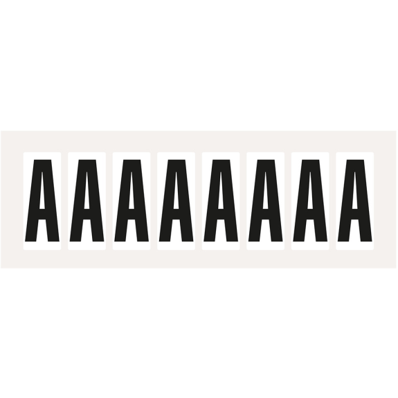 Buchstabe A, weiß/schwarz, Folie, Schrifthöhe 60mm, 78x35,7mm, 10/Bogen-Beschreibung lesen