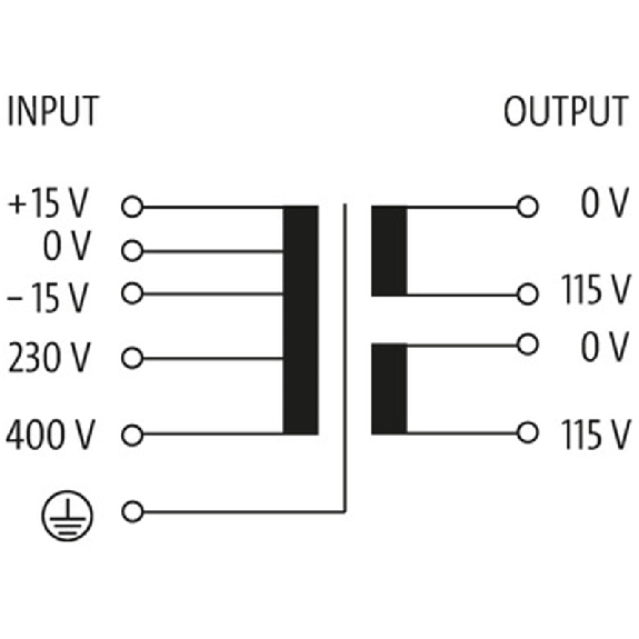 Transfo. sécurité MTL 630VA IN: 230/400VAC ±15VAC OUT: 2x115VAC - 86483 | MTL 0630-230-400/2x115 T60B-Lire la description