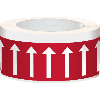 Fließrichtungspfeile, rot/weiß, Polyesterfolie, 50mm, 33m/Rolle-Beschreibung lesen