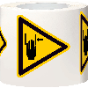 Warnschild Warnung vor Handverletzung, Folie, SL 100mm, 500/Rolle, ASR A1.3, DIN EN ISO 7010 W024 Warnschild Warnung vor Handverletzung, Folie, SL 100mm, 500/Rolle, ASR A1.3, DIN EN ISO 7010 W024