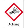 Gefahrensymbol Explodierende Bombe GHS 01, Achtung, Haftpapier, 26x37mm, 1000/Rolle, GHS-Verordnung