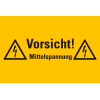Kombi-Warnschild Vorsicht Mittelspannung, Kunststoff, 200x120mm