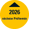 Systemprüfplakette Nächster Prüftermin 2026, gelb, Folie, Ø 30mm, 10/Bogen