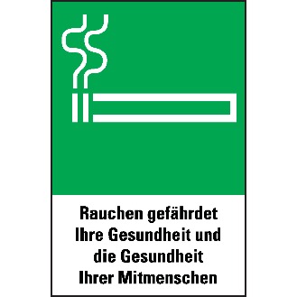 Hinweisschild Rauchen erlaubt, grün/schwarz, Kunststoff, 200x305mm, 3/VE-Beschreibung lesen