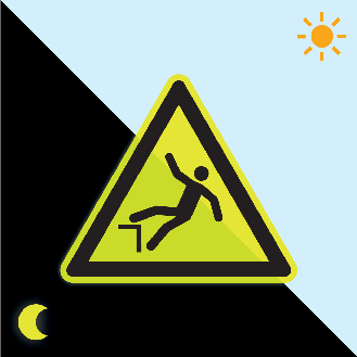 PERMALIGHT power langnachleuchtend Warnschild Warnung vor Absturzgefahr, ISO, Kunststoff, fluoreszierend, SL 200mm-Beschreibung lesen