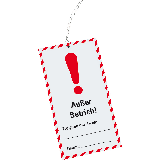 Wartungsanhänger Außer Betrieb!, Kunststoff, 76x147mm, inkl.Kabelbinder, 10/VE-Beschreibung lesen