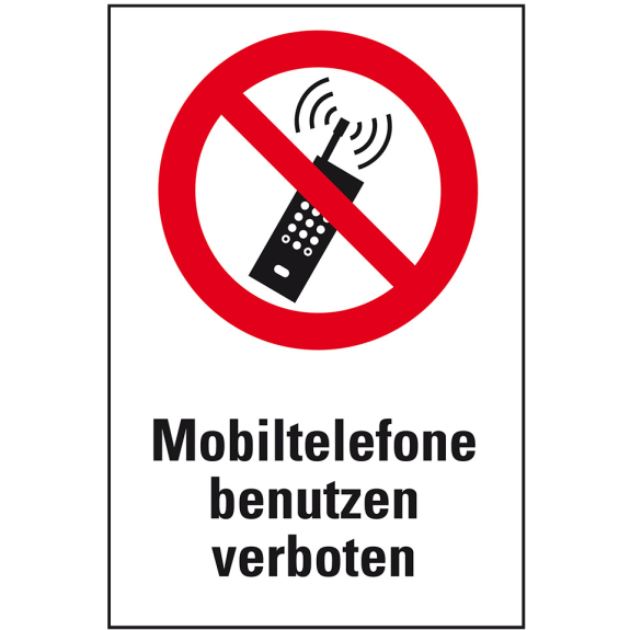 Verbots-Kombischild Mobiltelefone ... verboten, Kunststoff, 200x300mm, ASR A1.3, DIN EN ISO 7010 P013-Beschreibung lesen