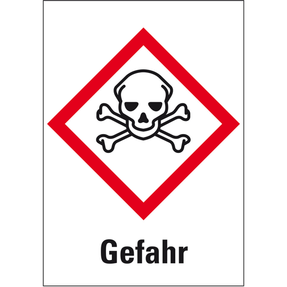 Gefahrensymbol Totenkopf mit gekreuzten Knochen GHS 06, Gefahr, Folie, 74x52mm, GHS-Verordnung-Beschreibung lesen