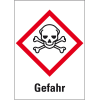 Gefahrensymbol Totenkopf mit gekreuzten Knochen GHS 06, Gefahr, Folie, 74x52mm, GHS-Verordnung