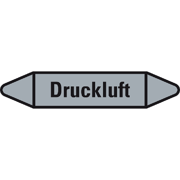 Rohrleitungsetikett Druckluft, grau/schwarz, für Ø 15-25mm, 17x96mm, 8/Bogen-Beschreibung lesen