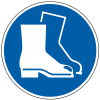 Gebotsschild Fußschutz benutzen, Folie, selbstklebend, Ø 100mm, ASR A1.3, DIN EN ISO 7010 M008
