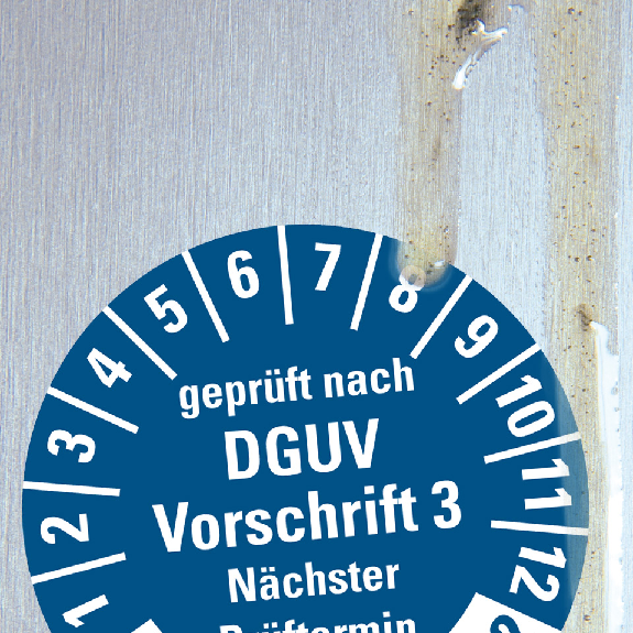 Prüfpl.gepr.DGUV 3 NP,25-30,blau/weiß,Folie, für ölige Untergründe,Ø30mm,500/ROL-Beschreibung lesen