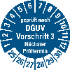 Prüfpl.gepr.DGUV 3 NP,25-30,blau/weiß,Folie, für ölige Untergründe,Ø30mm,500/ROL