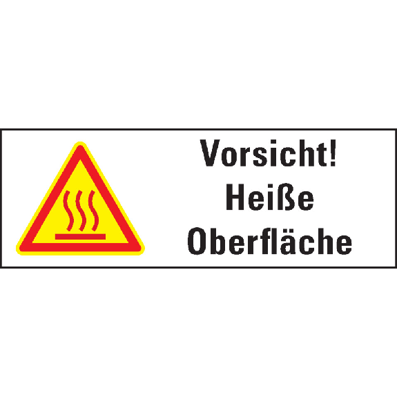 Thermo-Warnschilder,Vors. Heiße Oberfläche,ASR/ISO,Folie,temperaturg.,210x74mm-Beschreibung lesen
