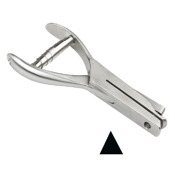 Lochzange, zum Markieren von Plaketten, Kerbform Dreieck, breit, Maultiefe 48mm Lochzange, zum Markieren von Plaketten, Kerbform Dreieck, breit, Maultiefe 48mm-Beschreibung lesen