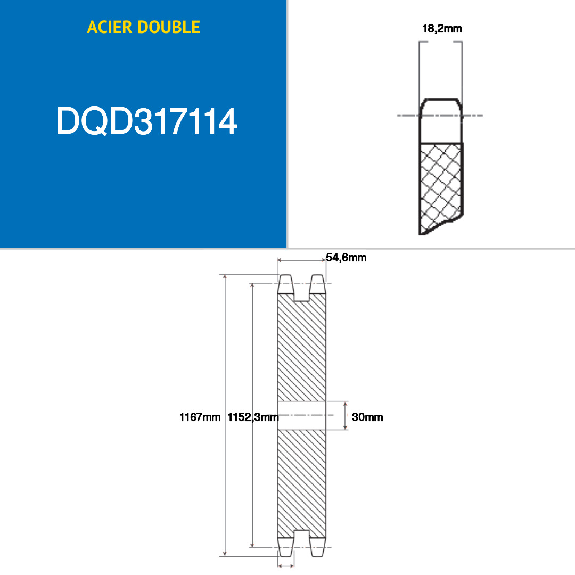 CMW - Disco pretaladrado - Acero - Engranaje doble - 20B2 - 114 dientes - Paso 31.75 mm con agujero 30 mm CMW - Disco pretaladrado - Acero - Engranaje doble - 20B2 - 114 dientes - Paso 31.75 mm con agujero 30 mm-Leer más