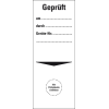 Grundetikett Geprüft am...durch...Geräte-Nr., Folie, selbstklebend, 40x100mm, 5/BOG