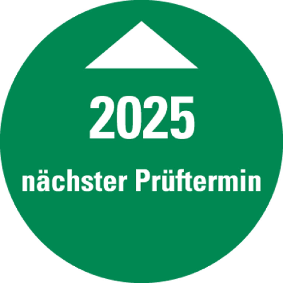 Systemprüfplakette Nächster Prüftermin 2025, grün, Folie, Ø 30mm, 10/Bogen Systemprüfplakette Nächster Prüftermin 2025, grün, Folie, Ø 30mm, 10/Bogen-Beschreibung lesen