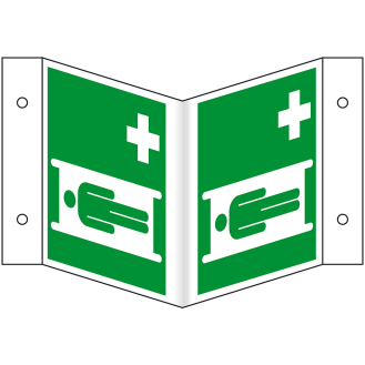 Rettungs-Nasenschild Krankentrage, Kunststoff, 200x200mm, ASR A1.3, DIN EN ISO 7010 E013-Beschreibung lesen
