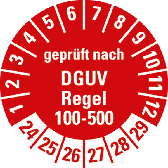 Prüfplakette gepr.n. DGUV Regel 100-500,24-29,rot,Folie,Ø 30mm,10/Bogen Prüfplakette gepr.n. DGUV Regel 100-500,24-29,rot,Folie,Ø 30mm,10/Bogen-Beschreibung lesen