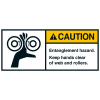 ANSI-Aufkleber CAUTION Entanglement hazard, UL anerkannt, 35x80mm, 2/Bogen