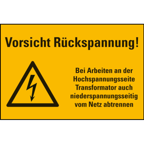 Warn-Kombischild Vorsicht Rückspannung! Bei Arbeiten, RoHS konform, Folie, 300x200mm Warn-Kombischild Vorsicht Rückspannung! Bei Arbeiten, RoHS konform, Folie, 300x200mm-Beschreibung lesen