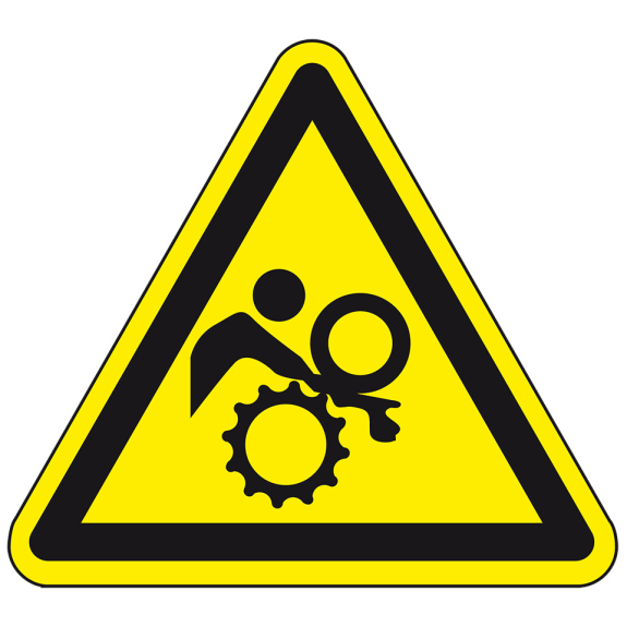 Warnschild Warnung vor Einzugsgefahr,praxisb.,UL,Polyesterfolie,SL 100mm-Beschreibung lesen