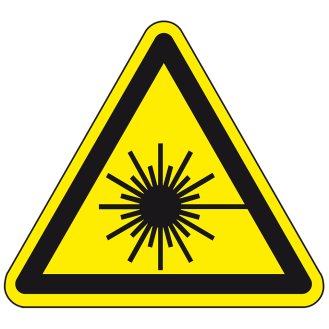 Warnschild Warnung vor Laserstrahl,ASR/ISO,UL,Polyesterfolie,SL 50mm,10/Bogen-Beschreibung lesen