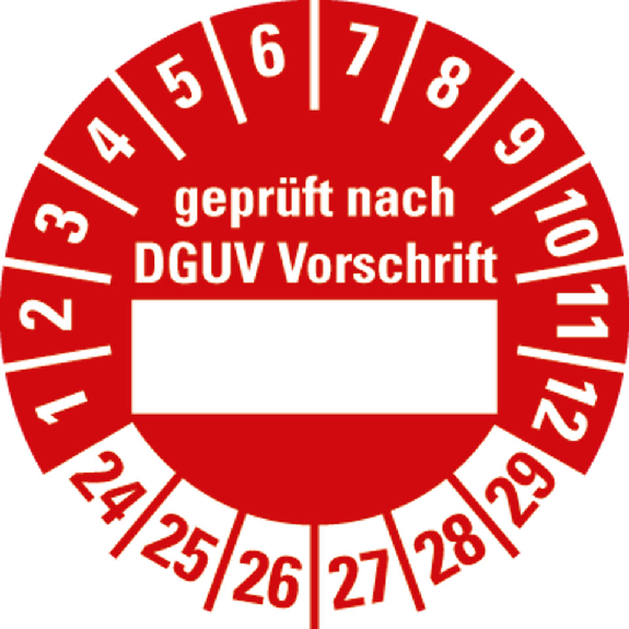 Prüfpl.gepr.n.DGUV Vor.,Beschriftungsfeld,24-29,rot,Folie,selbst.,Ø30mm,10/Bogen-Beschreibung lesen